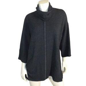 J.JILL Top/Tunic, XS, Dark Gray, 3/4 sleeves, Mock/turtle neck, Pockets!